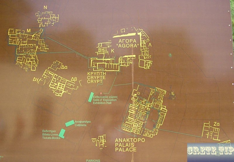 Overview Map of archaeological site at the Palace of Malia.