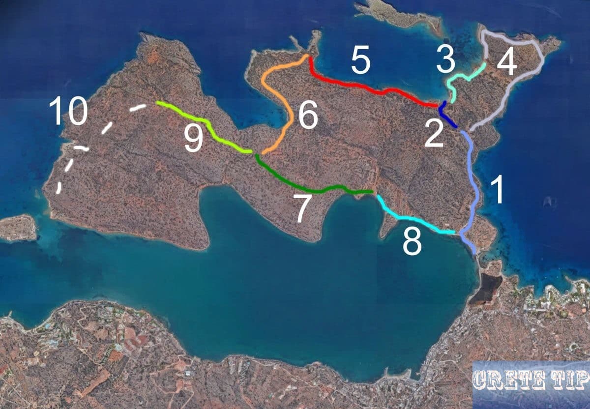 Ways and paths on the Spinalonga peninsula.