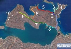 Ways and paths on the Spinalonga peninsula.