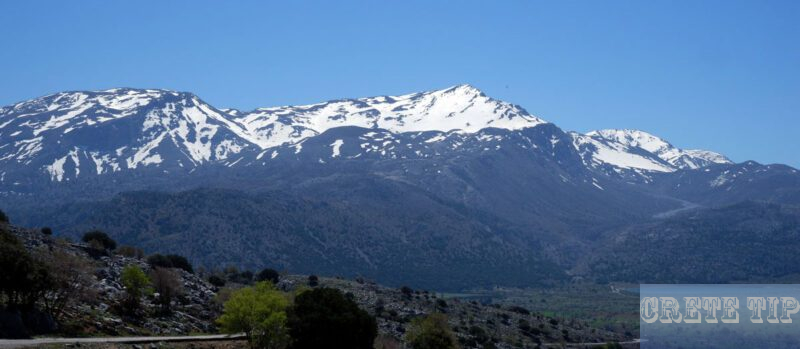Snow-covered slopes of the Lasithi plateau 