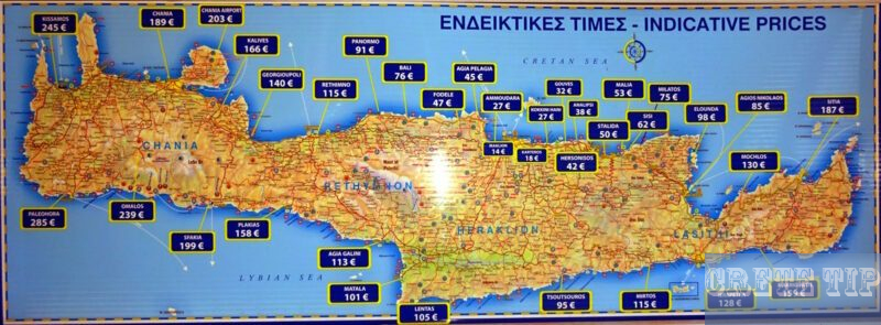 Taxi fares from Heraklion Airport