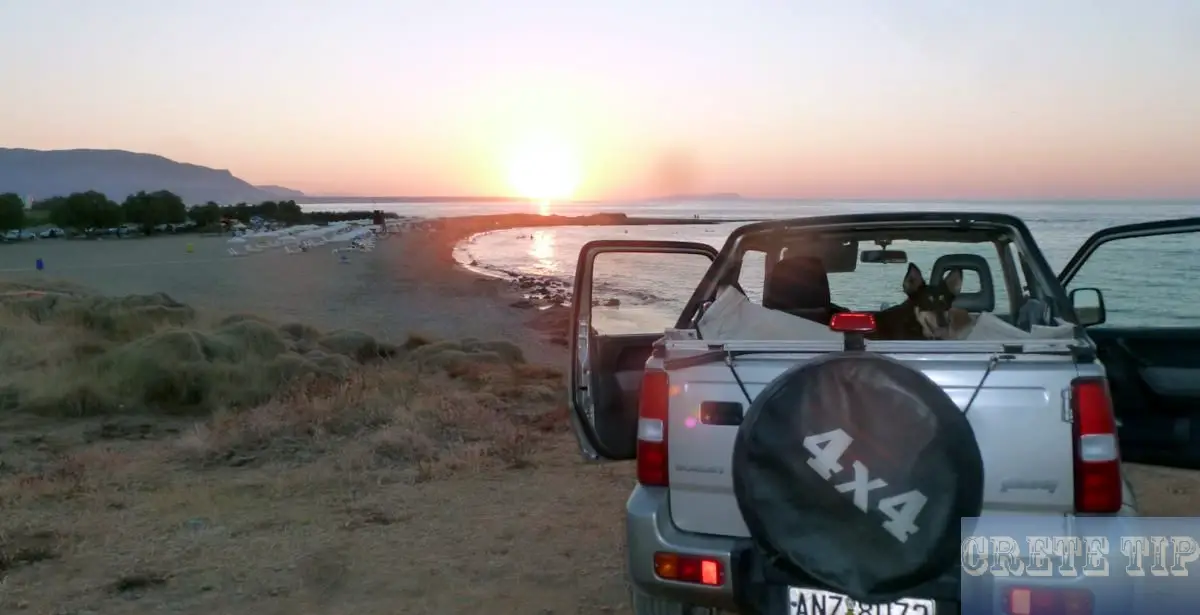 Sunset on the beach in Crete