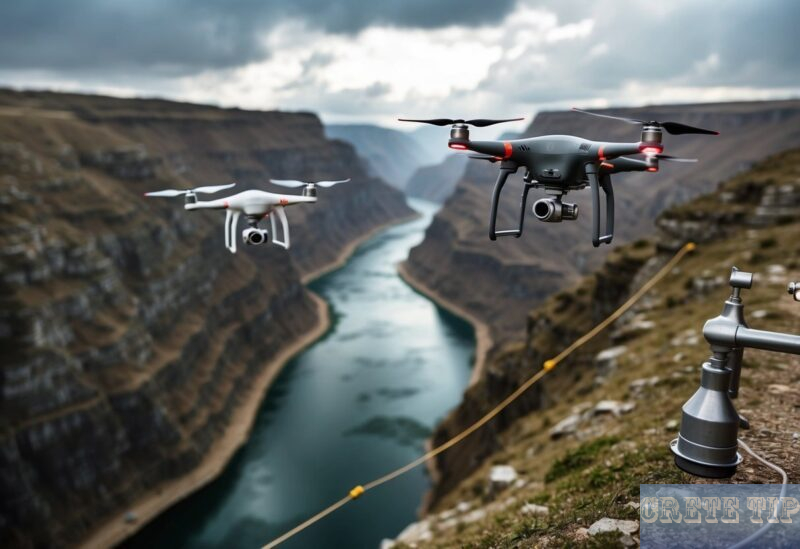 Drones in a canyon