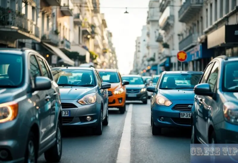 Cars in city traffic