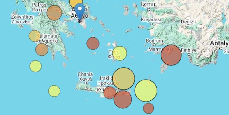 Seismic awakening of the Aegean Sea 2 Earthquakes in the last 30 days