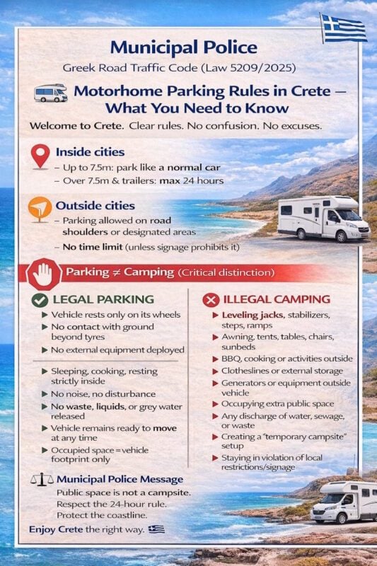 motorhome parking rules crete